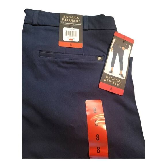 BANANA REPUBLICWomen's Blue Slim Straight Cropped Pant Size 8 Navy NWT - Picture 1 of 4